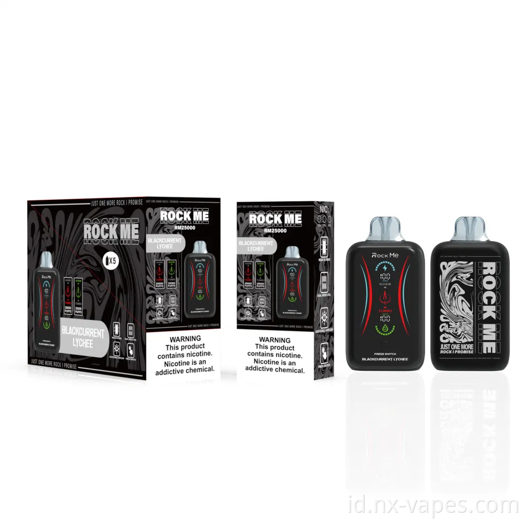 Layar Digital Lengkap Rockme 25000 Puffs Hot Sellal di Eurpoe Rechargeable Wholesale I Vape